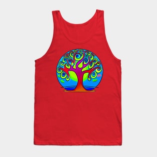 Vibrant 70s Style Planet Earth Snow Globe with Tree of Life (MD23ERD007) Tank Top